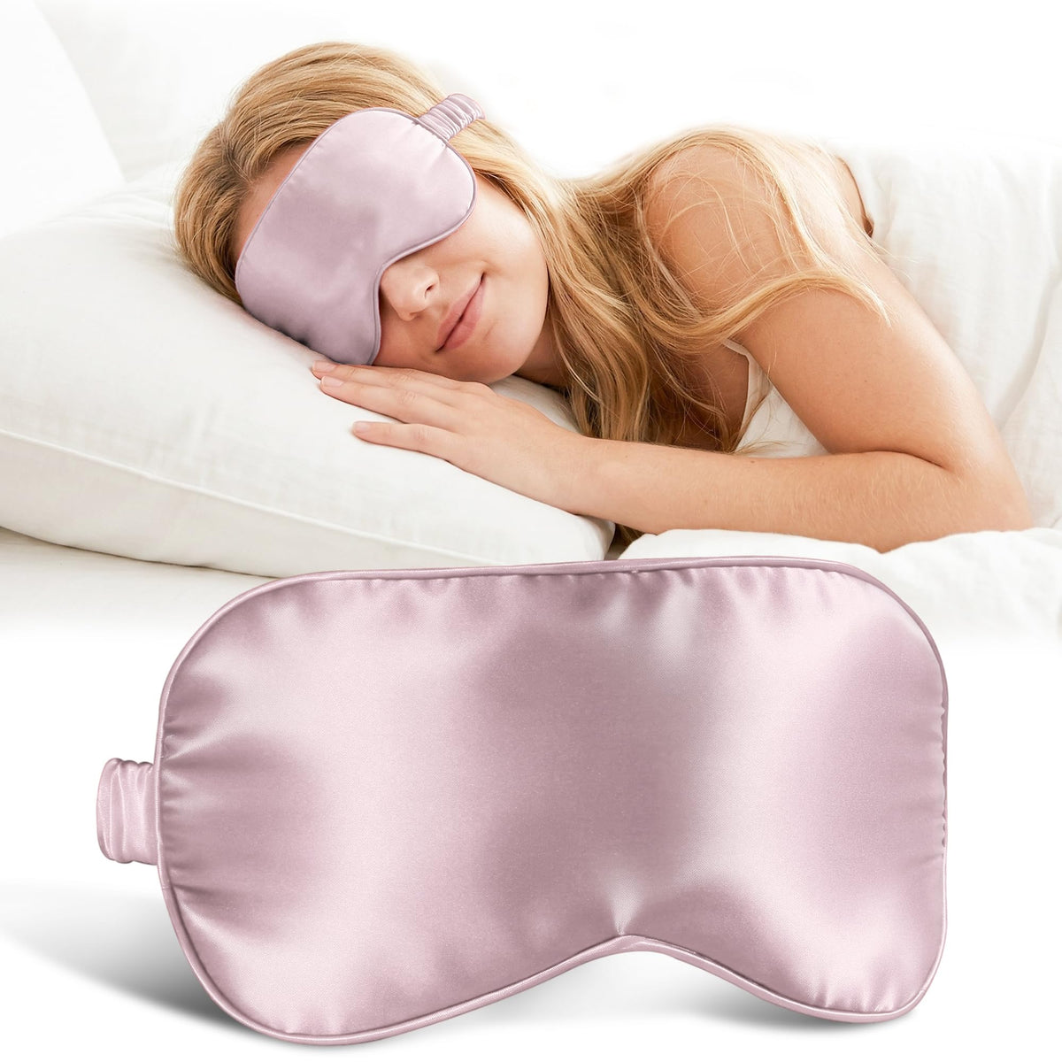 ZLYC 100% Mulberry Silk Sleep Mask Light Blocking Blindfold, Solid Beige