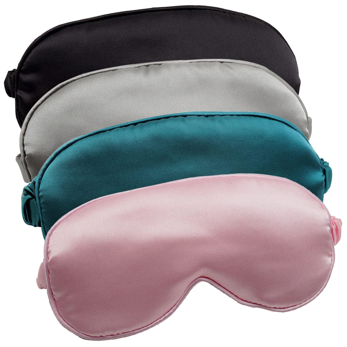 4 Pack Silky Sleep Masks, Satin Light Blocking Eye Masks with Elastic Strap