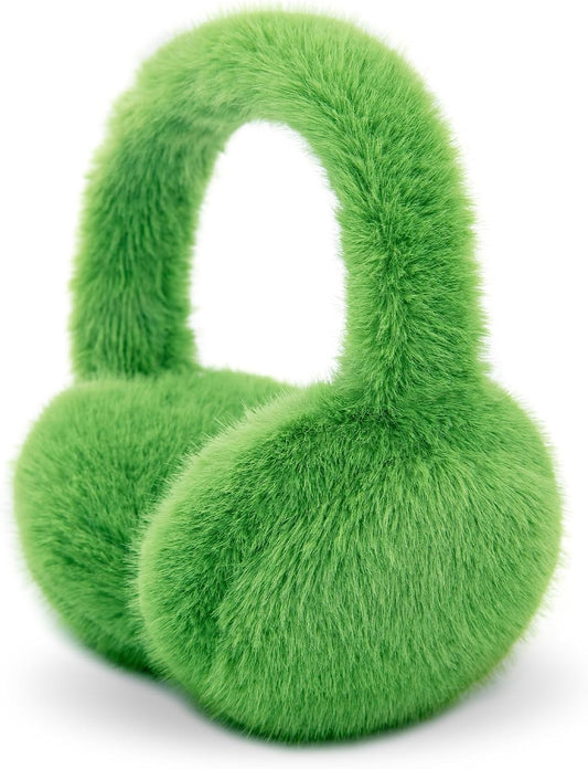 Winter Ear Muffs for Women Girls Faux Fur Cute White Earmuffs Fluffy Ear Warmers Foldable Ear Covers Outdoor