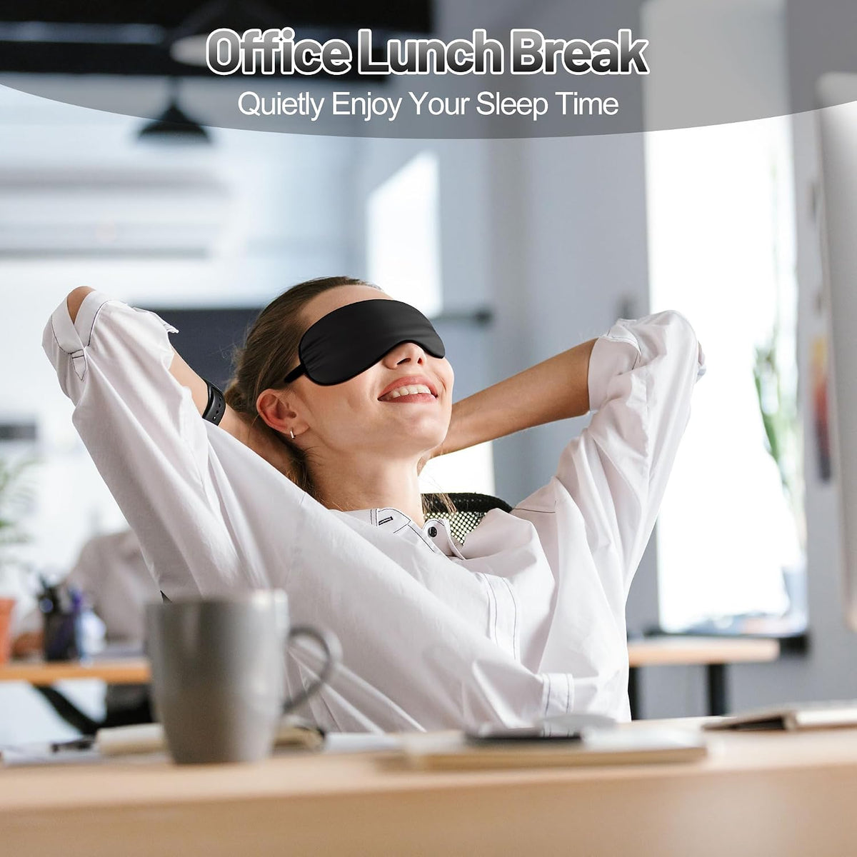 Silk Sleep Mask, Blackout Sleeping Eye Mask with Adjustable Strap 3 Pack
