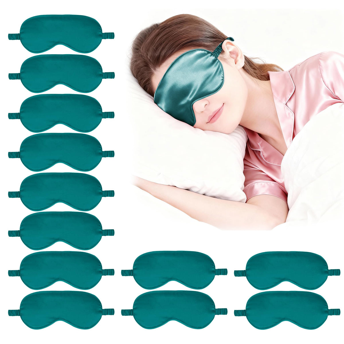 12PACK Silky Sleep Masks Satin Eye Mask Silk Eyes Cover for Sleeping Blackout Eyeshades Soft Blindfold Travel Nap Gifts