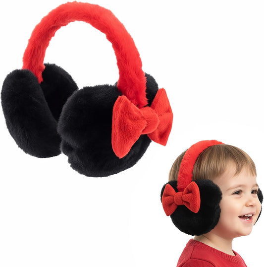 Disney Minnie Mouse Earmuffs for Kids – Plush Soft & Fluffy Winter Ear Muffs– Warm Ear Covers with Red Bow, Ages 4-10