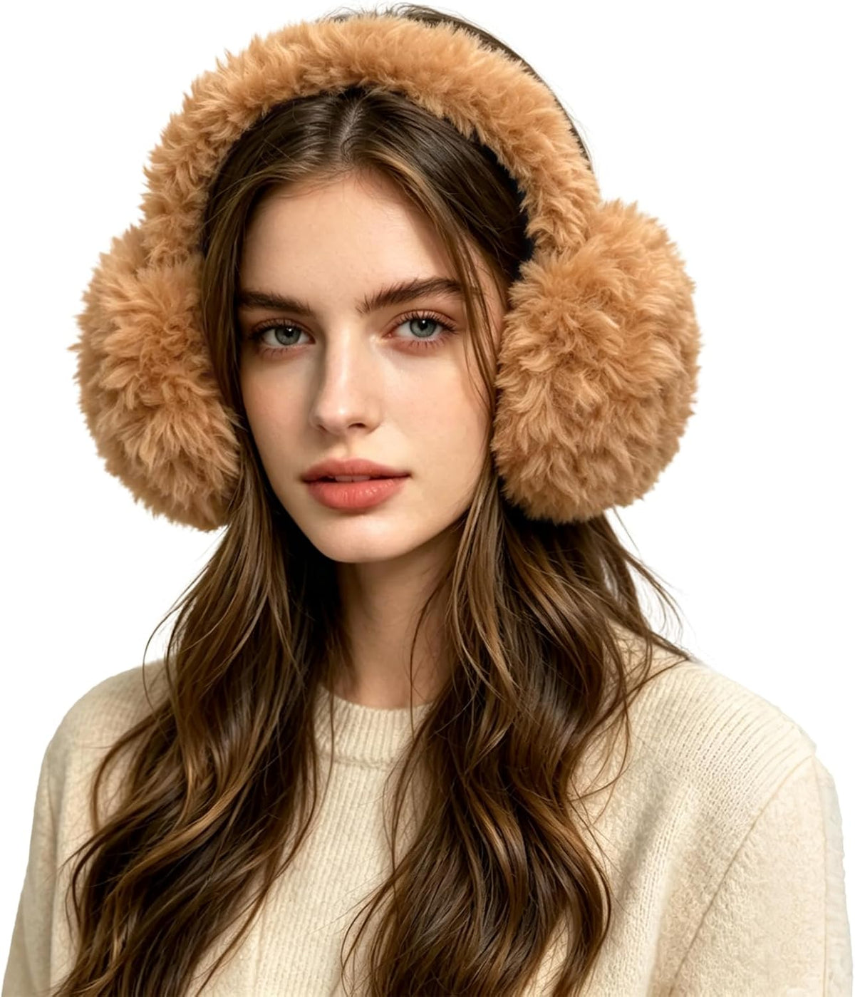 FSTEOE Faux Fur Earmuffs Women Foldable Winter Ear Warmers Soft Ear Muffs