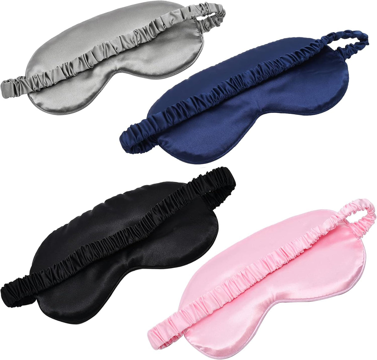 4 Pack Silky Sleep Masks, Satin Light Blocking Eye Masks with Elastic Strap