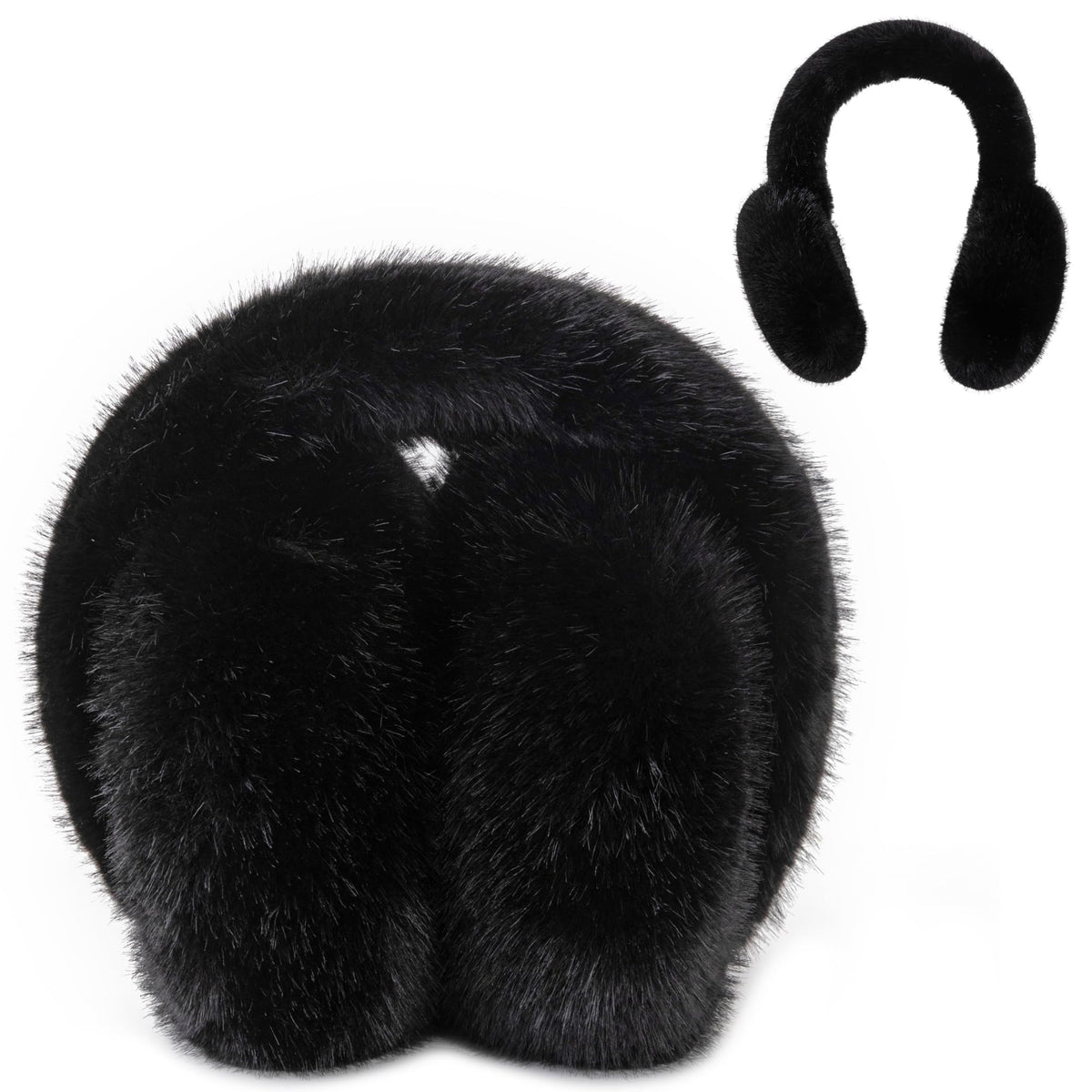 Flammi F Women's Earmuffs Winter, Plush Faux Fur Foldable Ear Warmers for Cold Weather, Ear Covers for Outdoor Sports, Skiing