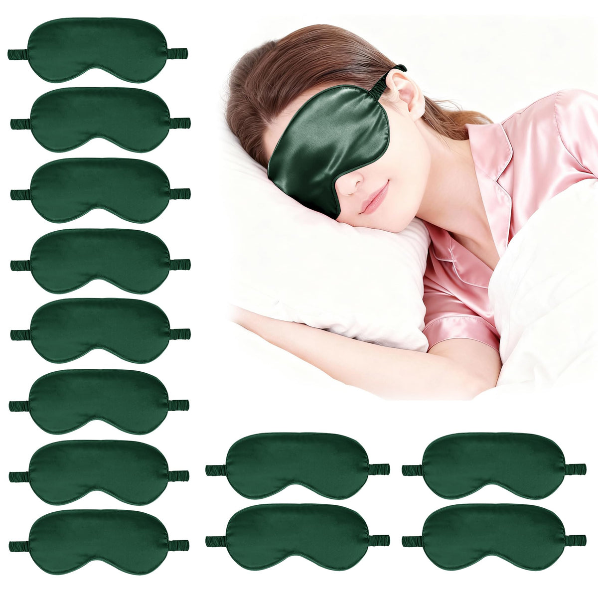 12PACK Silky Sleep Masks Satin Eye Mask Silk Eyes Cover for Sleeping Blackout Eyeshades Soft Blindfold Travel Nap Gifts