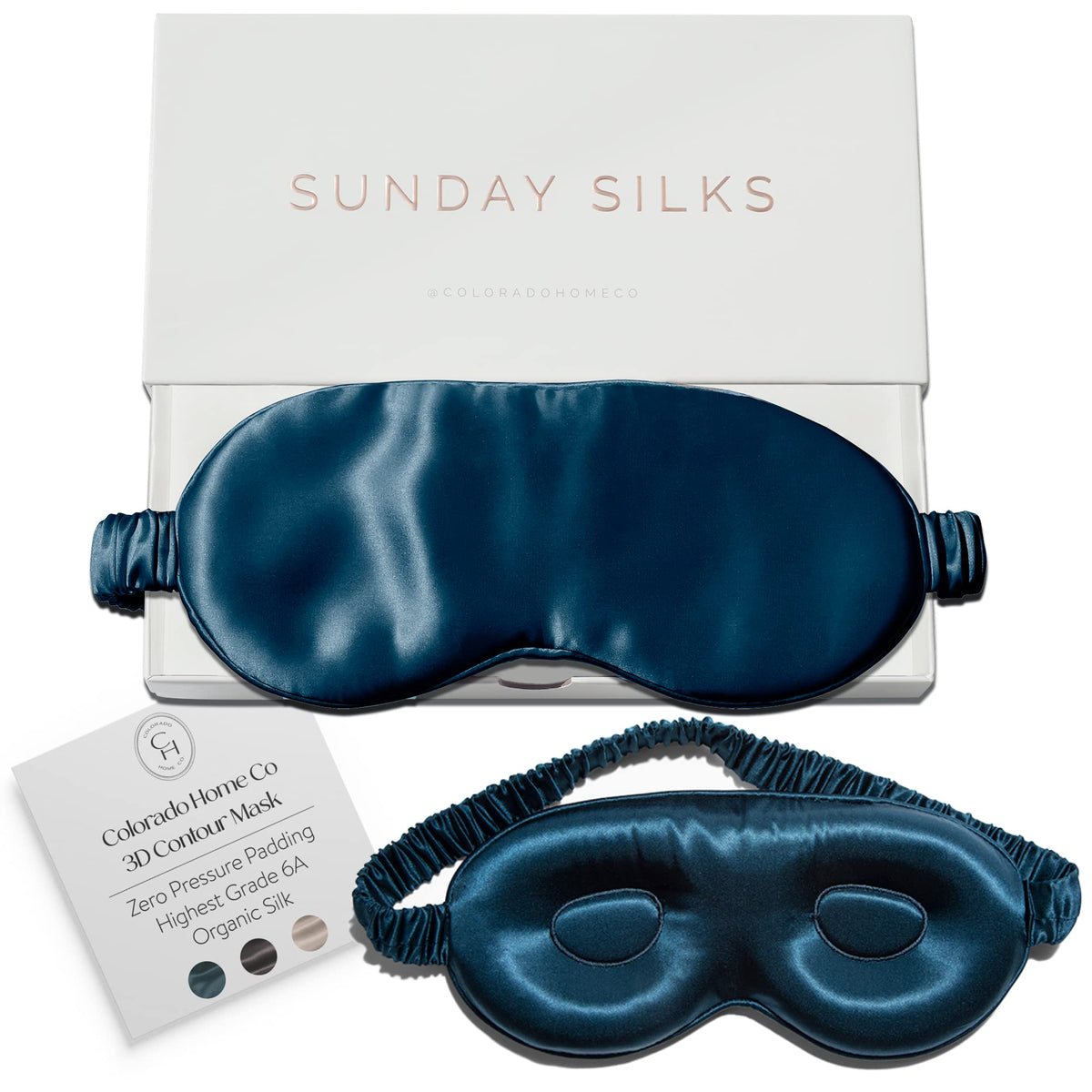 SUNDAYSILKS™ Exclusive Mulberry Silk Sleep Mask | Soft Eye Covers, Blackout Sleeping Mask for Women & Men | Silk Eye Mask for Sleep, Travel, and Relaxation | Antifaz para Dormir [Midnight Black]