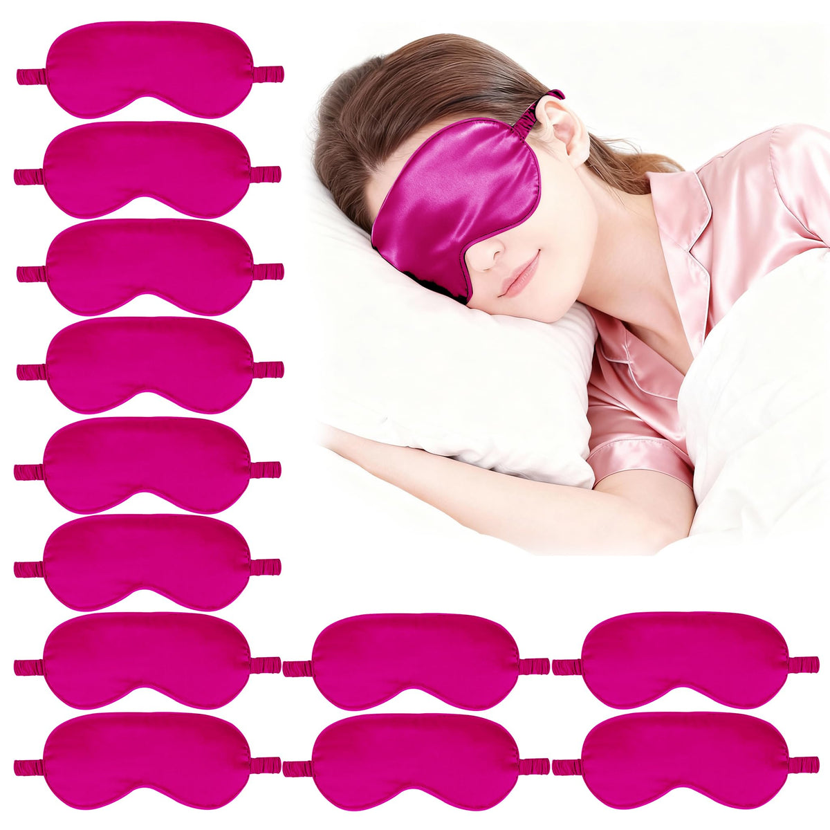12PACK Silky Sleep Masks Satin Eye Mask Silk Eyes Cover for Sleeping Blackout Eyeshades Soft Blindfold Travel Nap Gifts