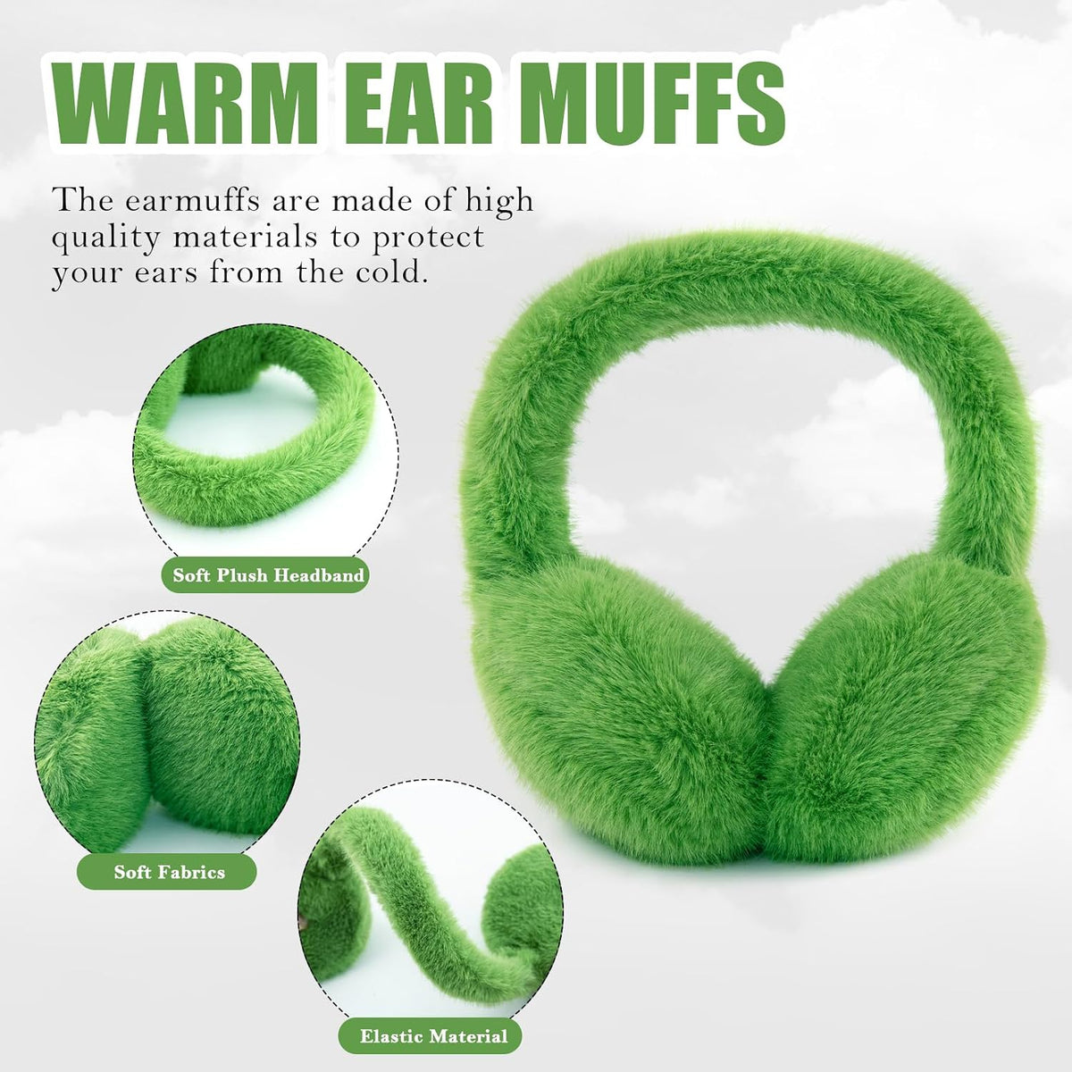 Winter Ear Muffs for Women Girls Faux Fur Cute White Earmuffs Fluffy Ear Warmers Foldable Ear Covers Outdoor