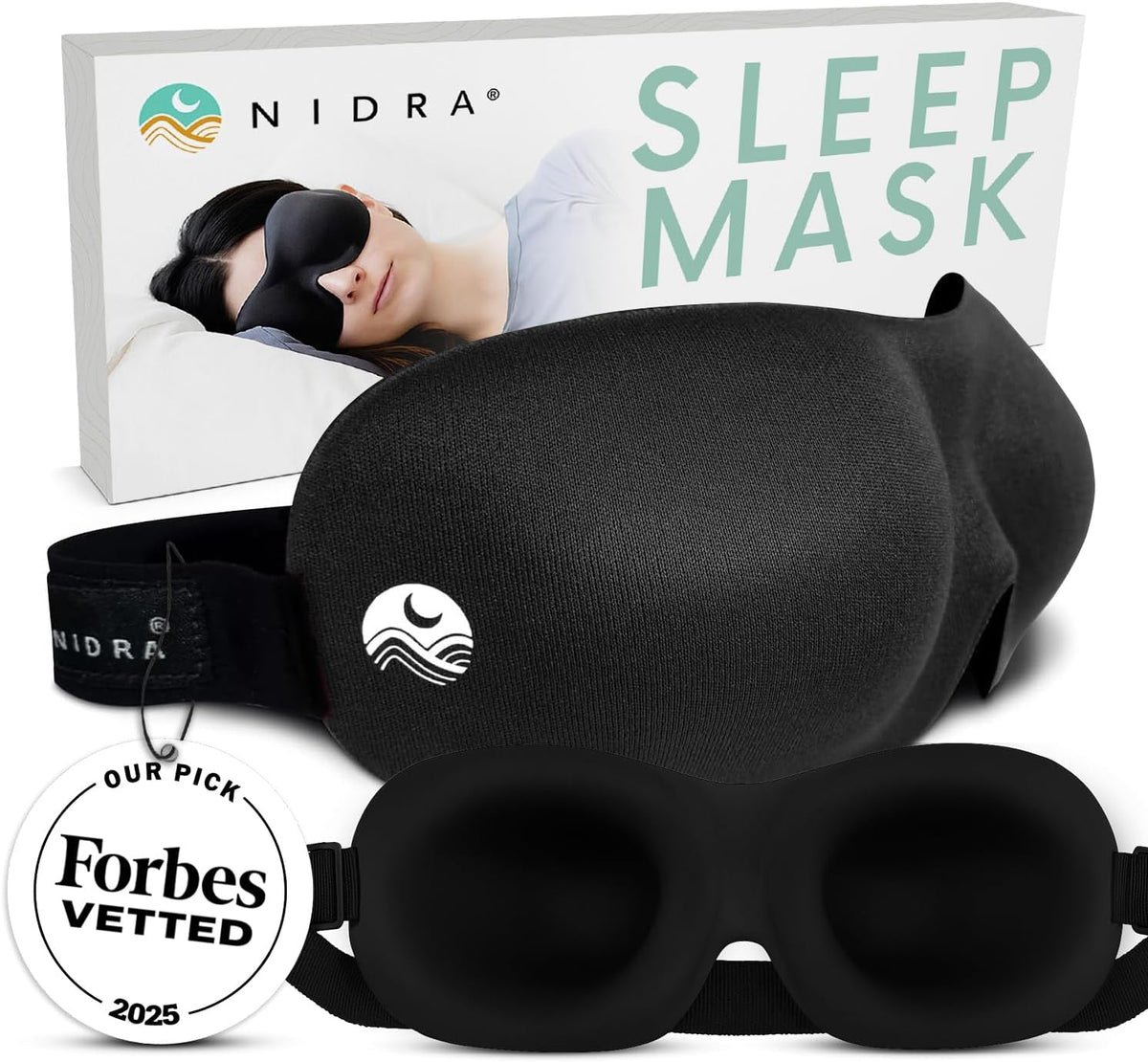 Nidra Contoured Sleep Mask - Black, Standard Size