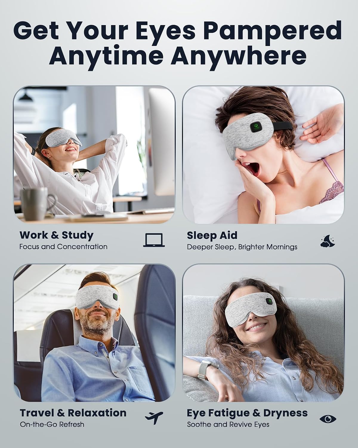 Cordless Rechargeable Heated Eye Mask for Dry Eye with 2 Replaceable Shells