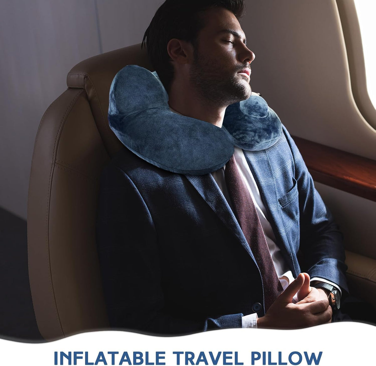 Xtinmee 2pcs Self-Inflatable Pillow with Compact Bag, Gray, Blue
