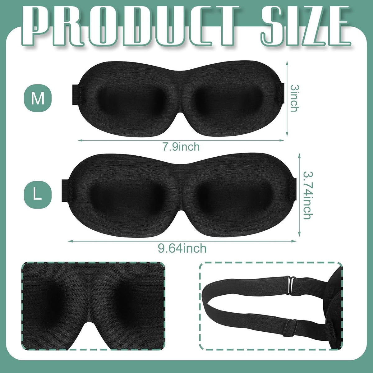 8 Pcs Sleep Mask 3D Eye Masks for Sleeping, Medium, Fresh Colors