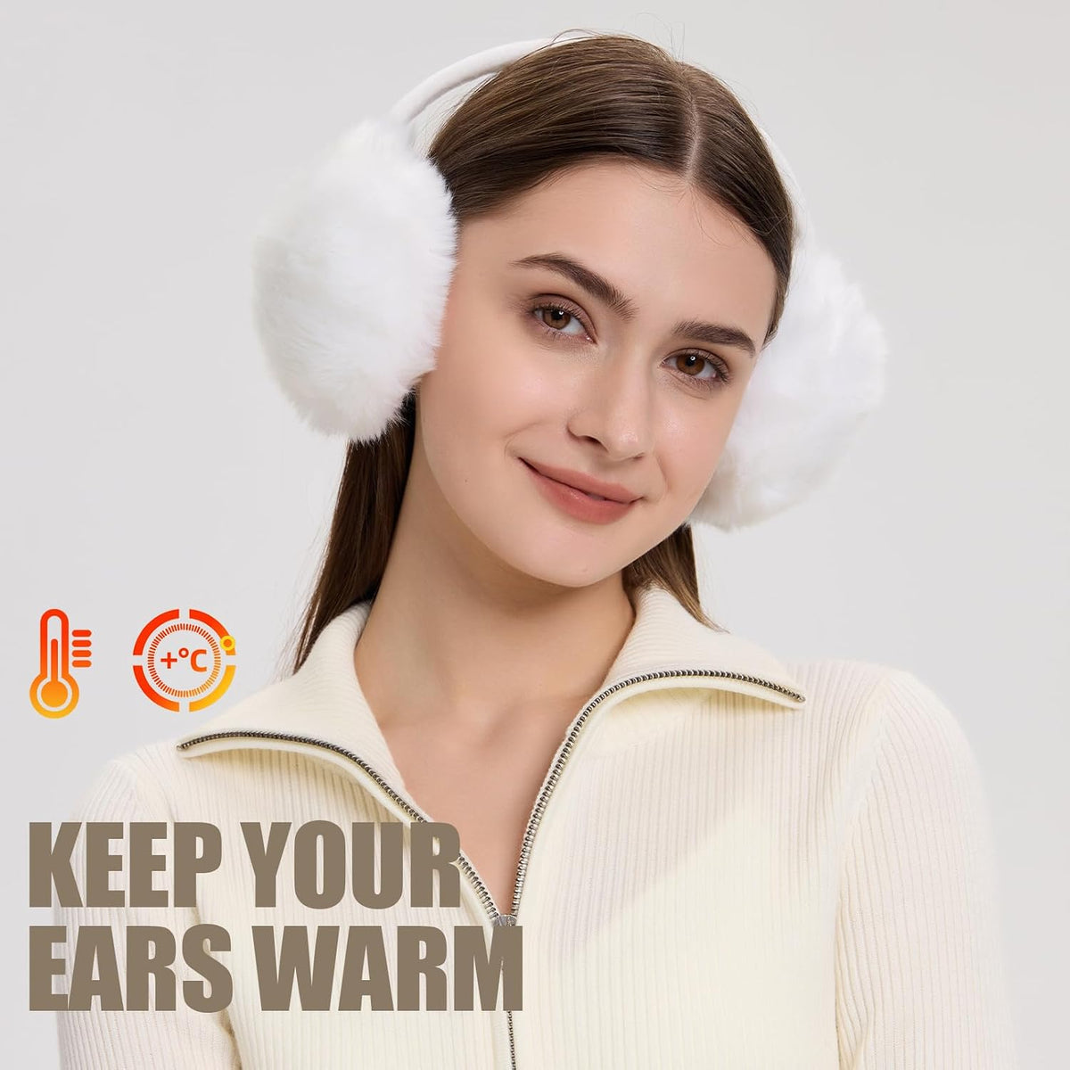 POXIMI Women Winter Earmuffs Girl Ski Adjustable Ear Covers for Kid Cute Bow Ear Warmer Outdoor Earmuff Fleece Lining