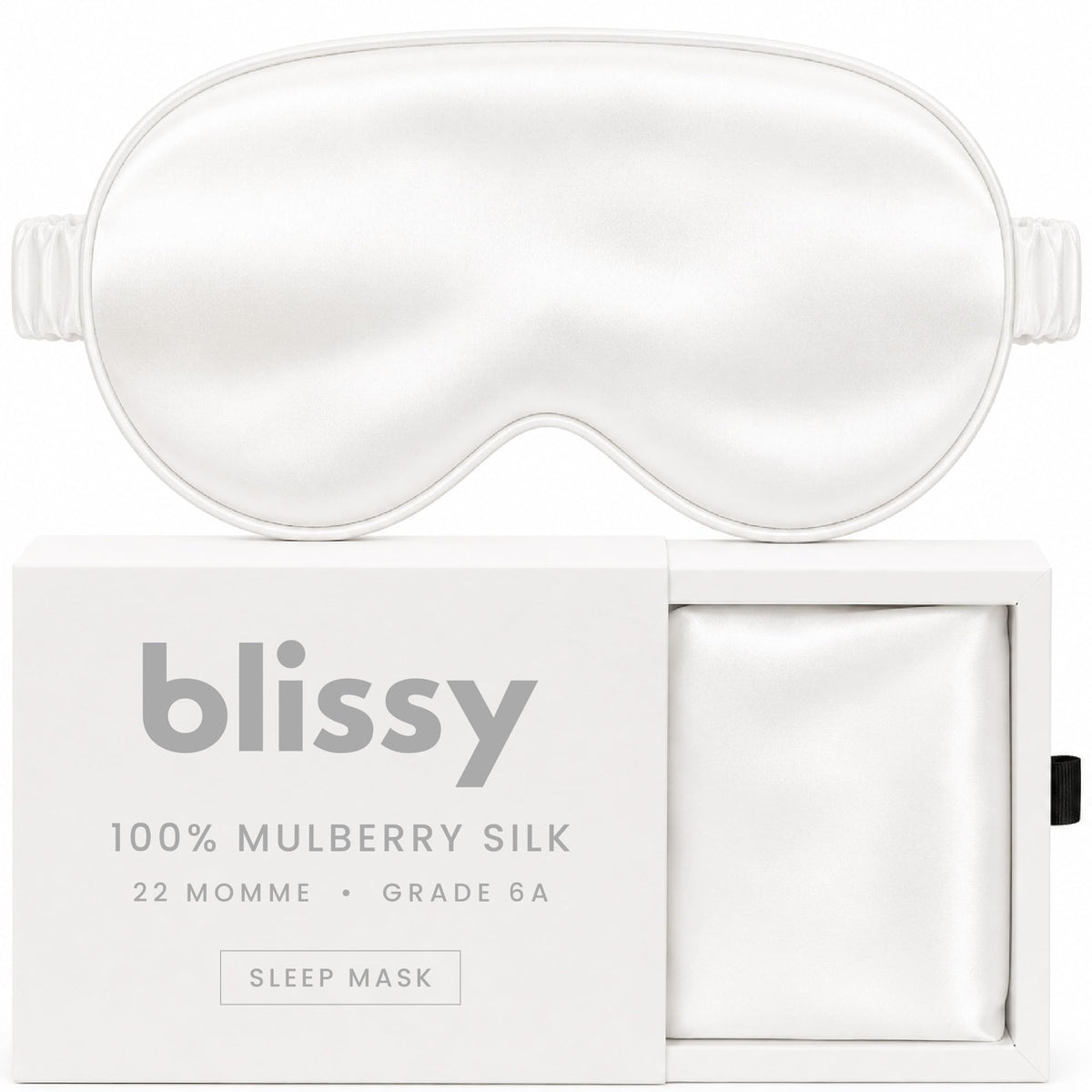Blissy Silk Sleep Mask - Eye Sleeping Mask for Women & Men for Total Blackout - 100% Pure Mulberry Silk, 22 Momme 6a Fibers - Blindfold Sleep Mask Side Sleeper Eye Cover (Non Adjustable)