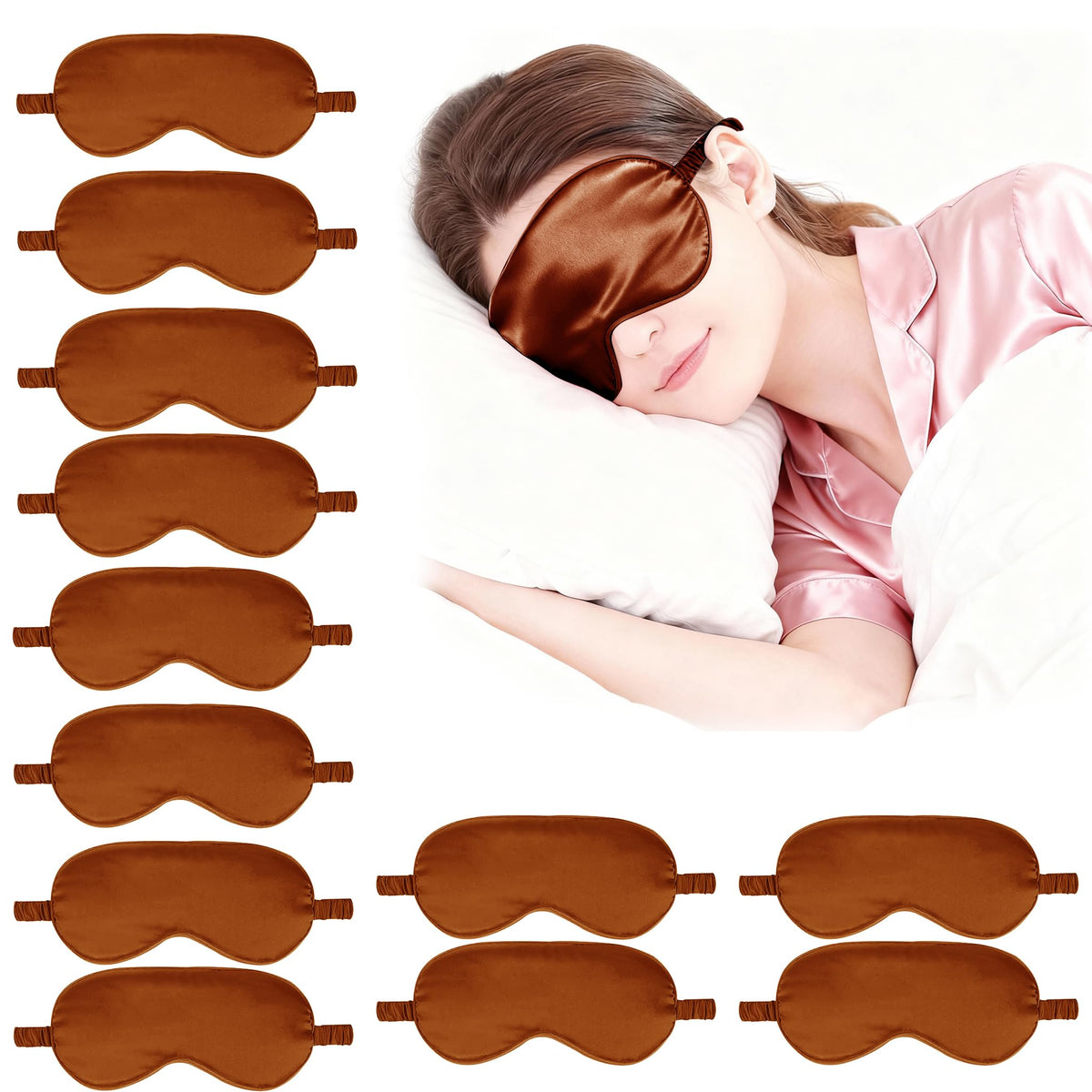 12PACK Silky Sleep Masks Satin Eye Mask Silk Eyes Cover for Sleeping Blackout Eyeshades Soft Blindfold Travel Nap Gifts