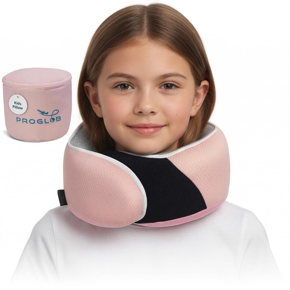 Proglobe Travel Neck Pillow for Airplanes, Long Haul Flight Kit, Grey