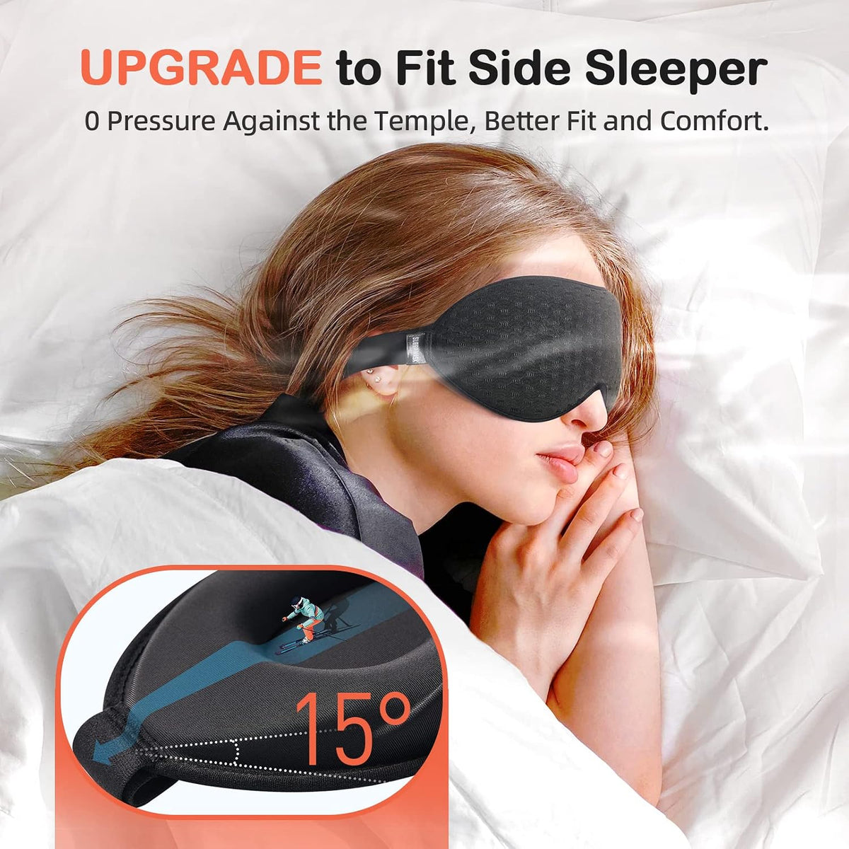 INNELO Sleep Mask for Side Sleeper, 3D Zero-Pressure, 100% Blackout, Nap