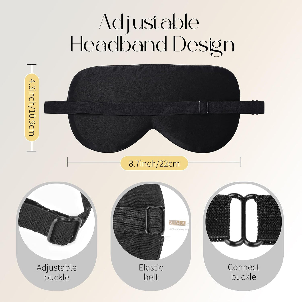 ZIMASILK Adjustable 100% Mulberry Silk Sleep Mask