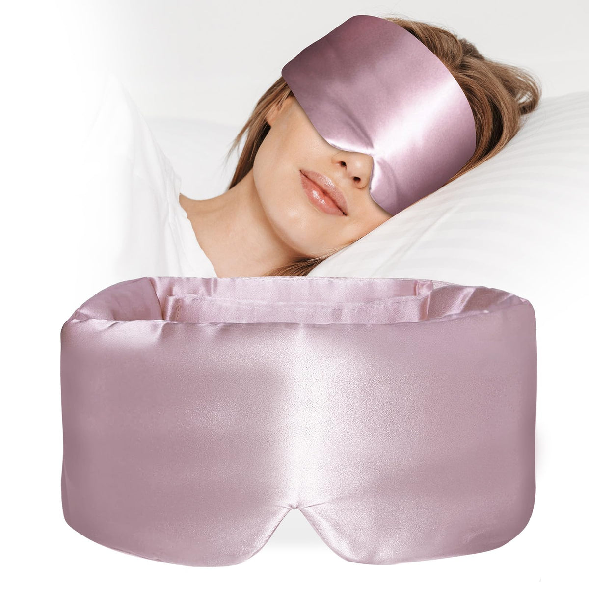 100% Mulberry Silk Sleep Mask, Large Eye Cover for Sleeping, Comfortable and Pressure-Free Sleeping Masks for Women Men, Completely Blackout (Taupe)