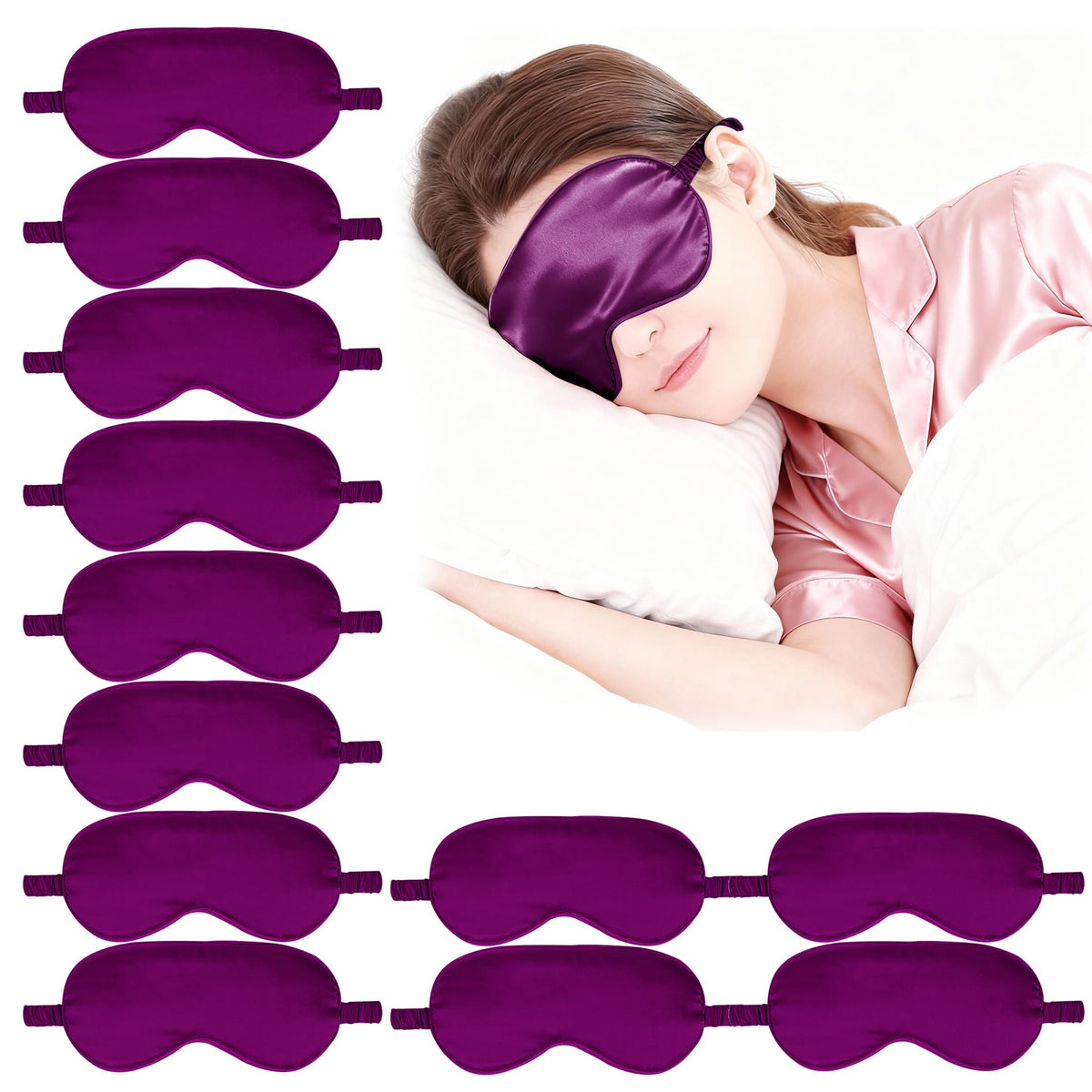 12PACK Silky Sleep Masks Satin Eye Mask Silk Eyes Cover for Sleeping Blackout Eyeshades Soft Blindfold Travel Nap Gifts