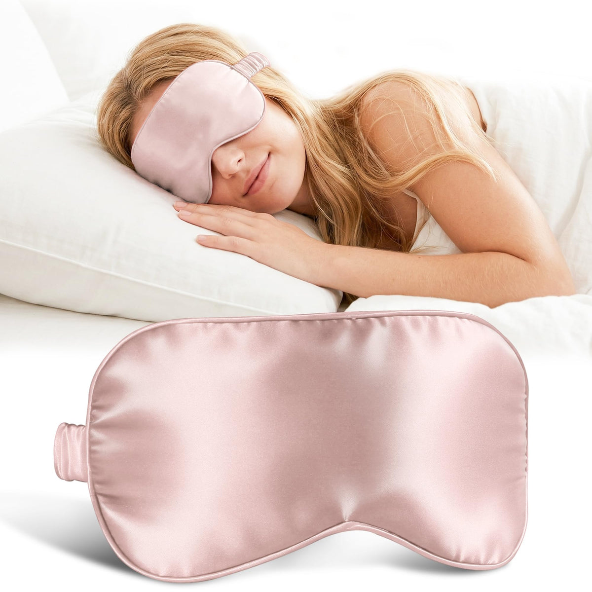 ZLYC 100% Mulberry Silk Sleep Mask Light Blocking Blindfold, Solid Beige