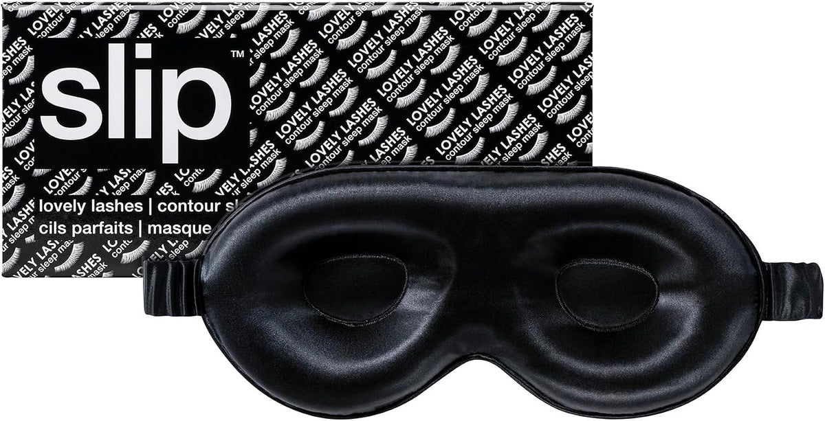 Slip Silk Contour Sleep Mask, Black - Lash-Friendly Design, Blocks Light