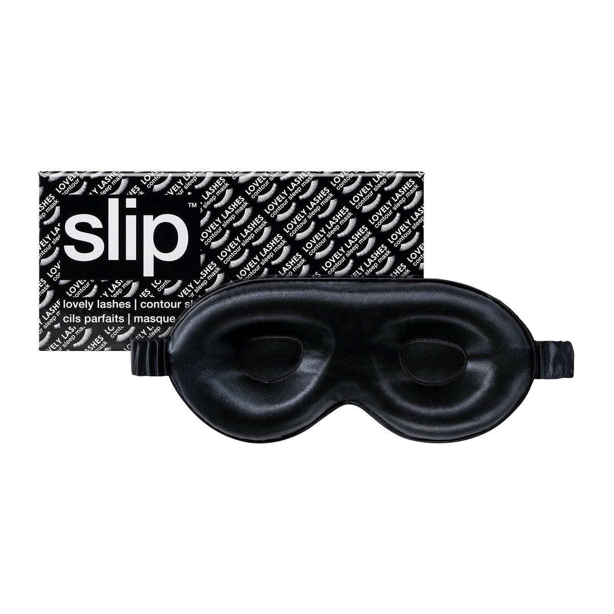 Slip Silk Contour Sleep Mask, Black - Lash-Friendly Design, Blocks Light