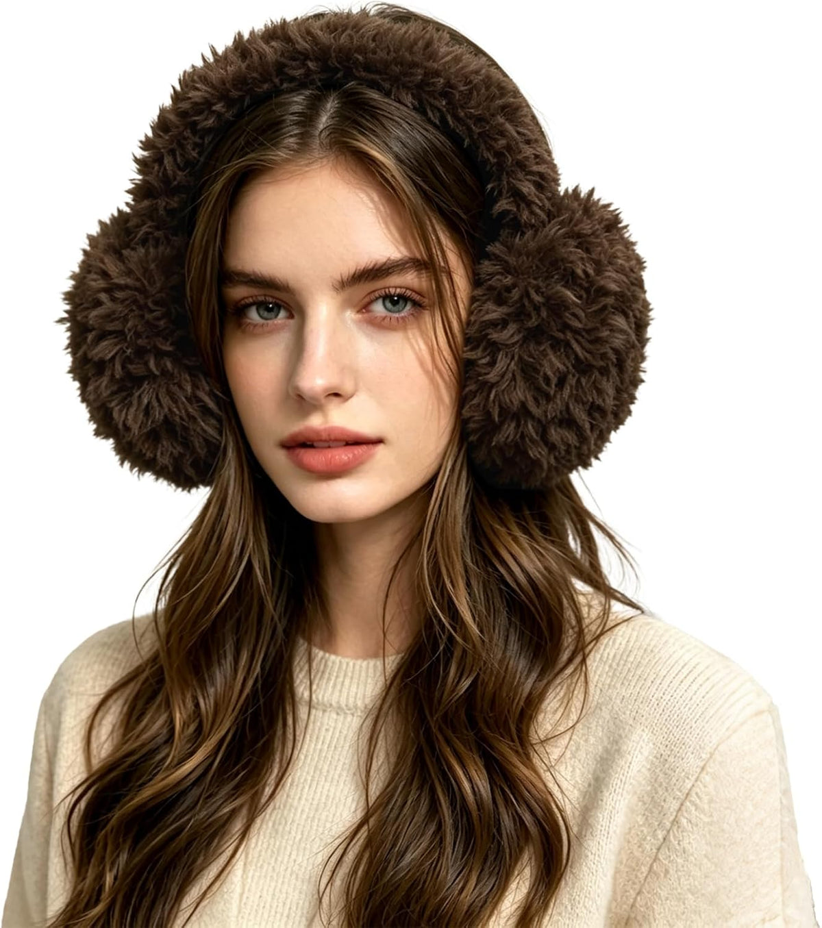 FSTEOE Faux Fur Earmuffs Women Foldable Winter Ear Warmers Soft Ear Muffs