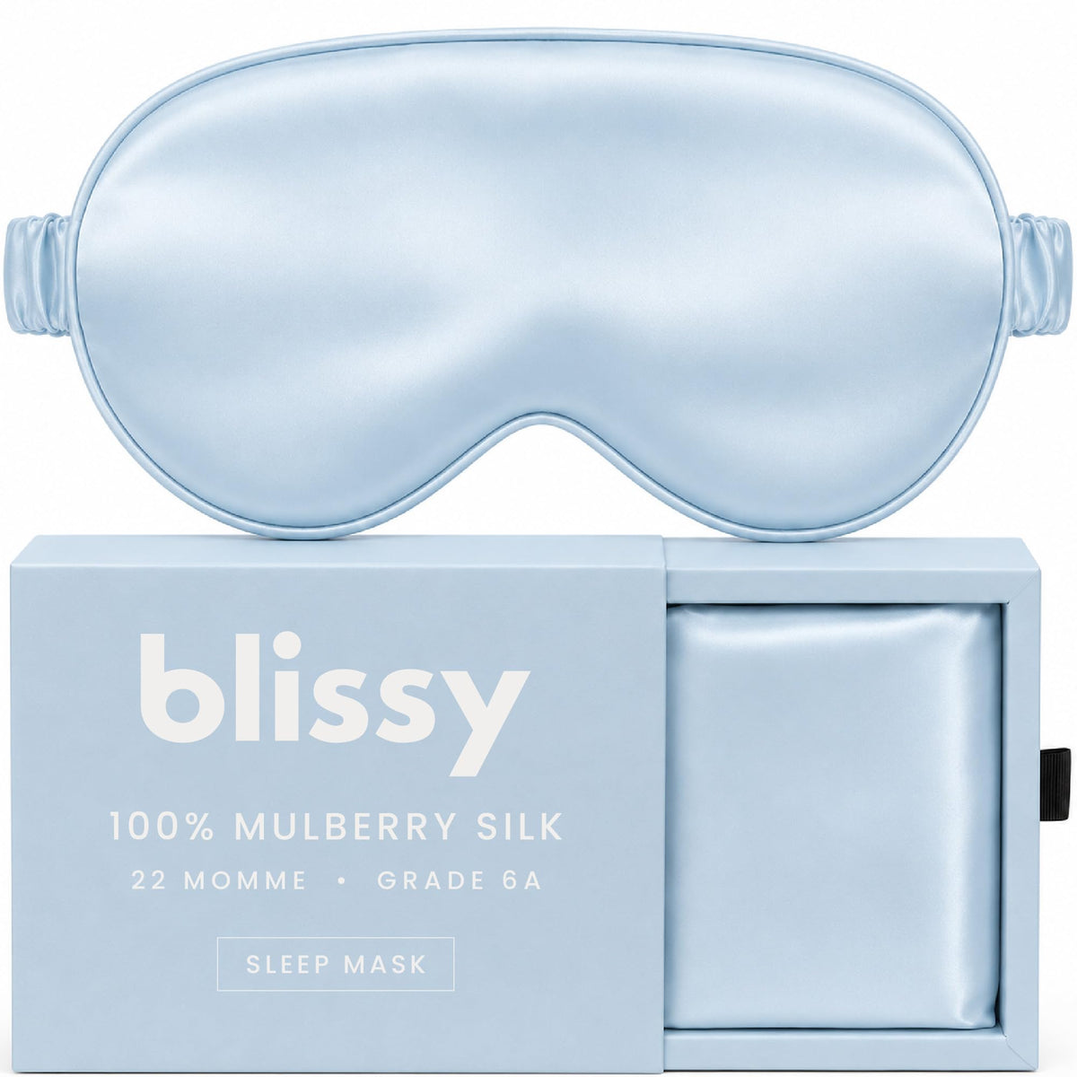 Blissy Silk Sleep Mask - Eye Sleeping Mask for Women & Men for Total Blackout - 100% Pure Mulberry Silk, 22 Momme 6a Fibers - Blindfold Sleep Mask Side Sleeper Eye Cover (Non Adjustable)