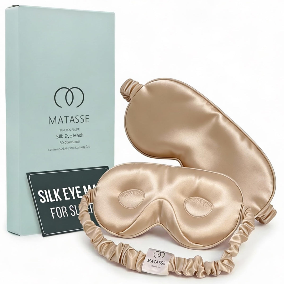 MATASSE 100% Mulberry Silk Sleep Mask, Champagne