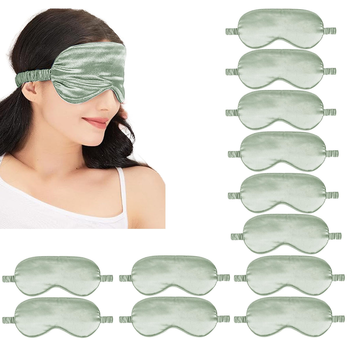 12PACK Silky Sleep Masks Satin Eye Mask Silk Eyes Cover for Sleeping Blackout Eyeshades Soft Blindfold Travel Nap Gifts