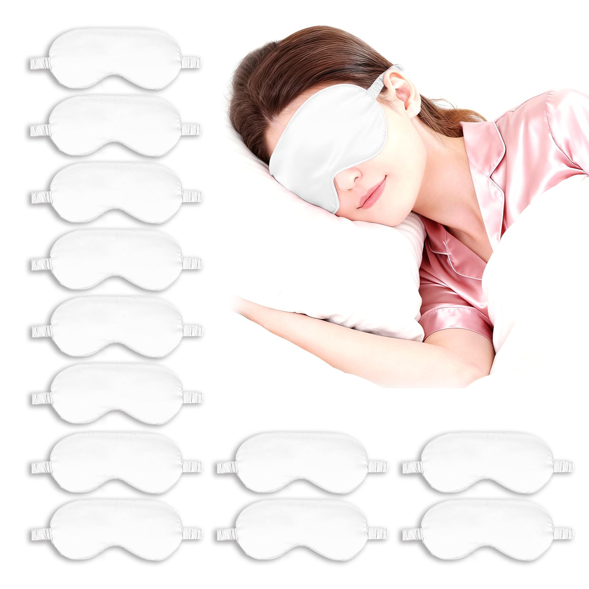 12PACK Silky Sleep Masks Satin Eye Mask Silk Eyes Cover for Sleeping Blackout Eyeshades Soft Blindfold Travel Nap Gifts