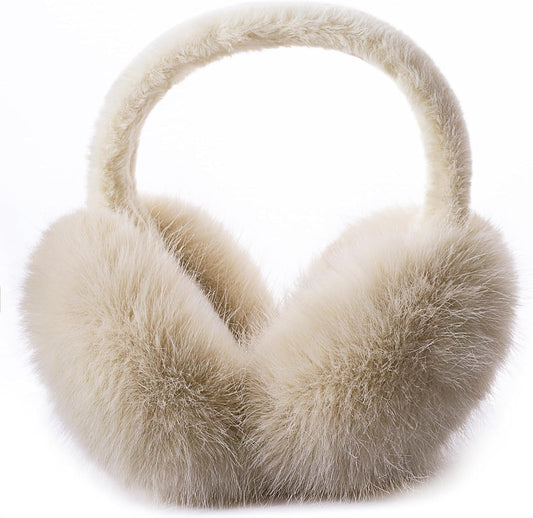 Winter Ear Muffs for Women Men - Foldable Fuzzy Earmuffs Faux Fur Ear Warmer, Perfect Ear Covers for Cold Days