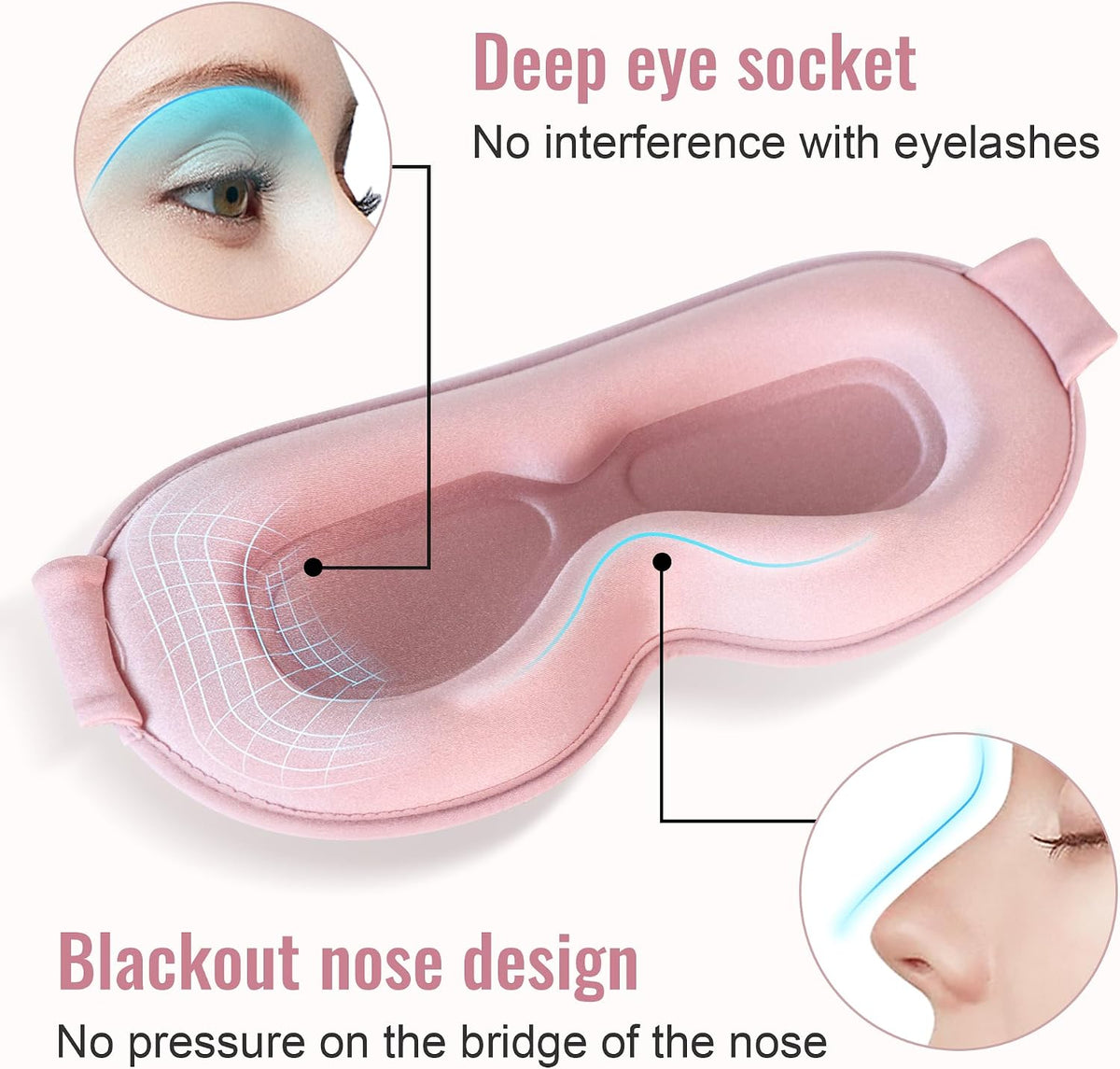 Sleep Mask for Lash Extensions, 3D Contoured Weighted Eye Cover