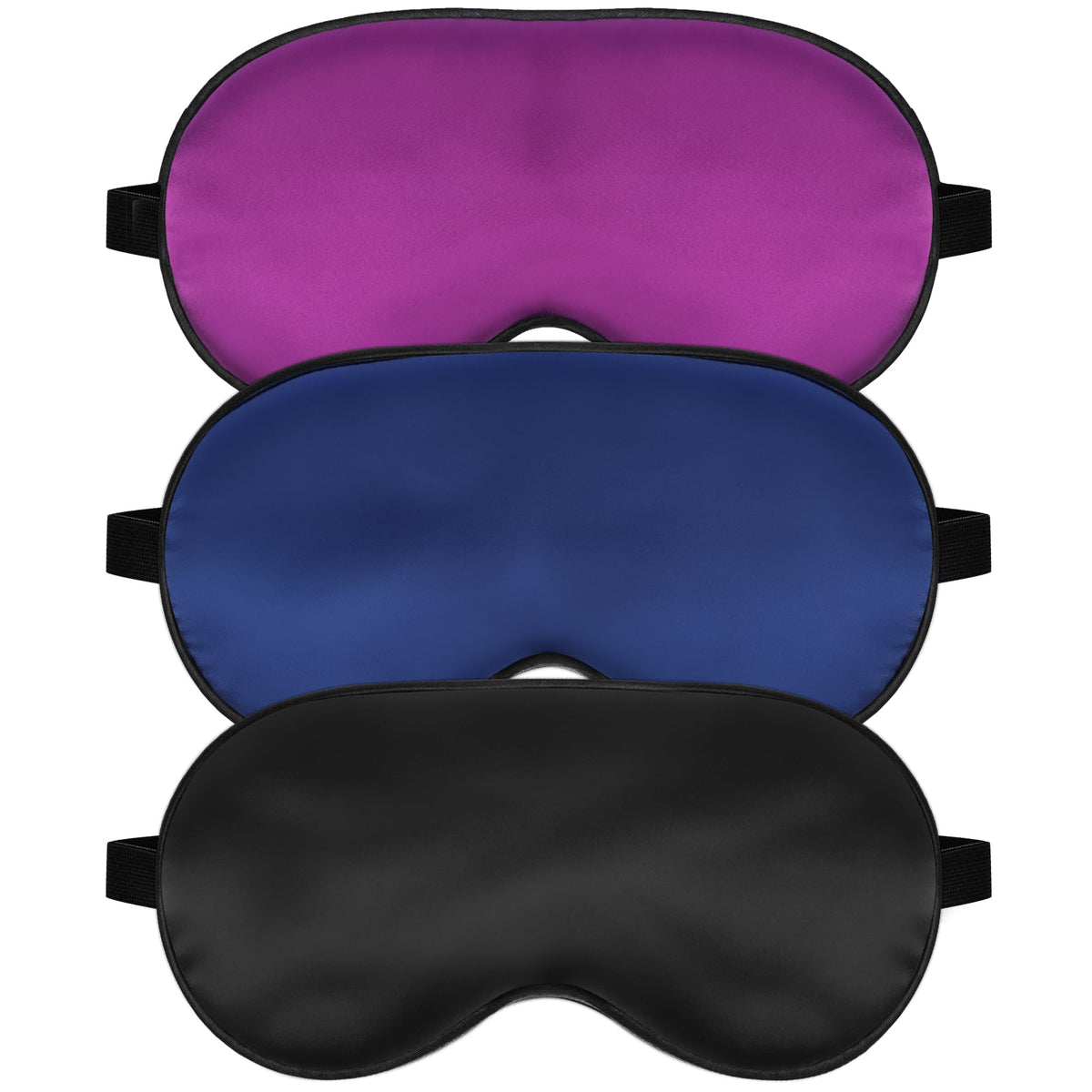 Silk Sleep Mask, Blackout Sleeping Eye Mask with Adjustable Strap 3 Pack