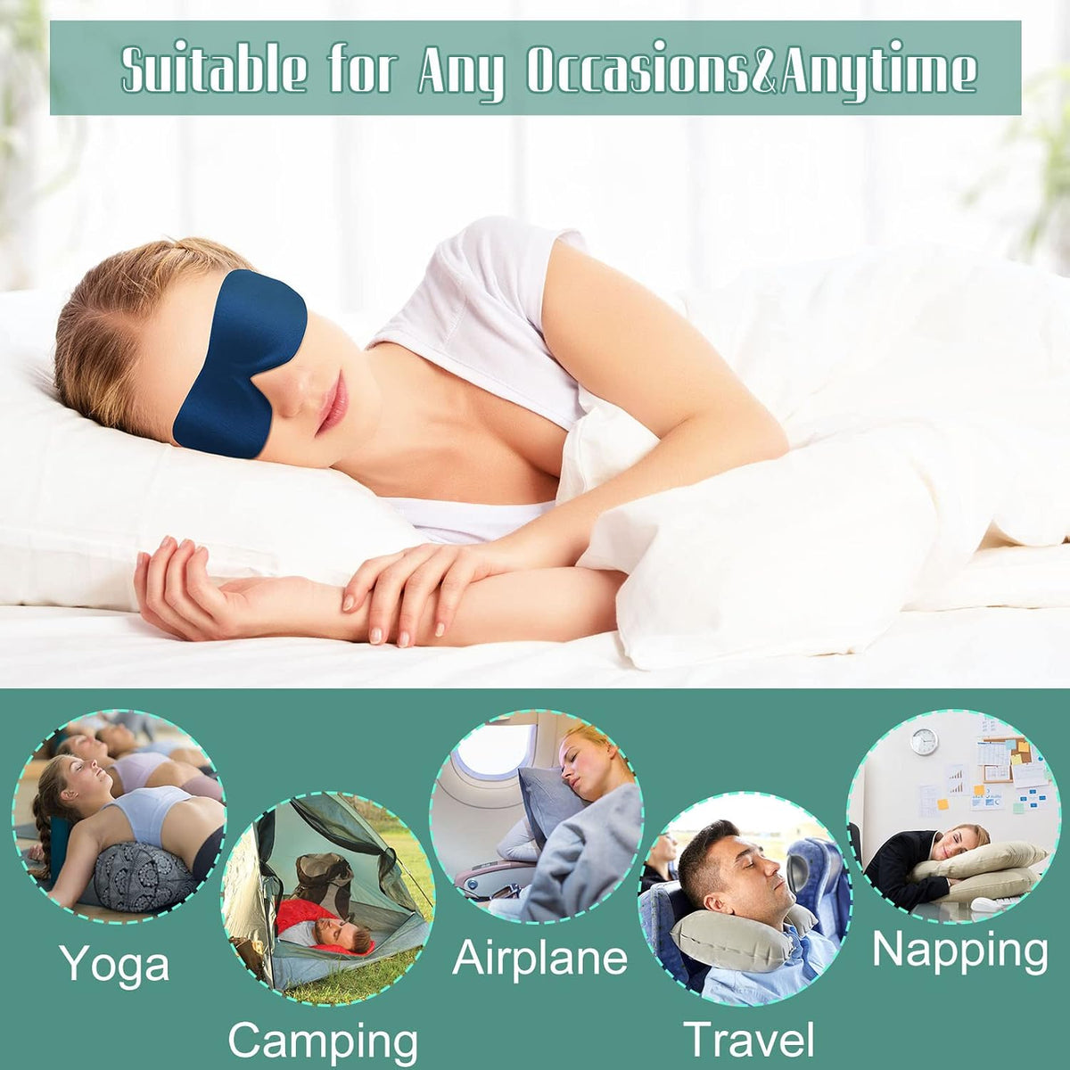8 Pcs Sleep Mask 3D Eye Masks for Sleeping, Medium, Fresh Colors