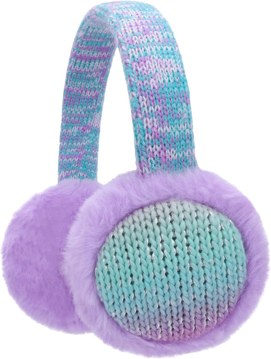 Kids Winter Knit Earmuffs for Girls, Warm Furry Ear Warmers