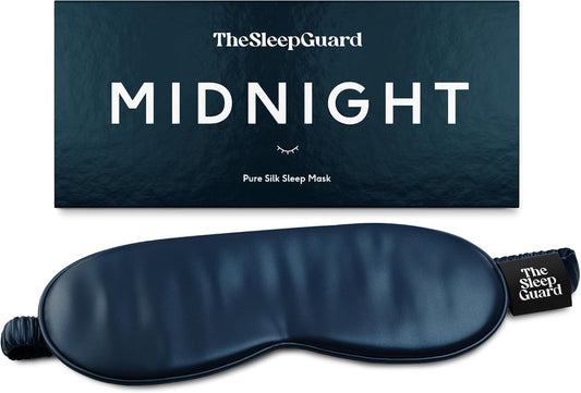 TheSleepGuard Pure Silk Sleep Mask [100% 6A Mulberry Silk, 22 Momme] Light Blocking Travel Essentials. Eye Masks for Sleeping. Black Oeko-Tex Blindfold. Eye Covers for Men & Women