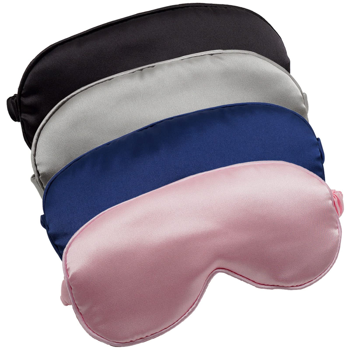 4 Pack Silky Sleep Masks, Satin Light Blocking Eye Masks with Elastic Strap