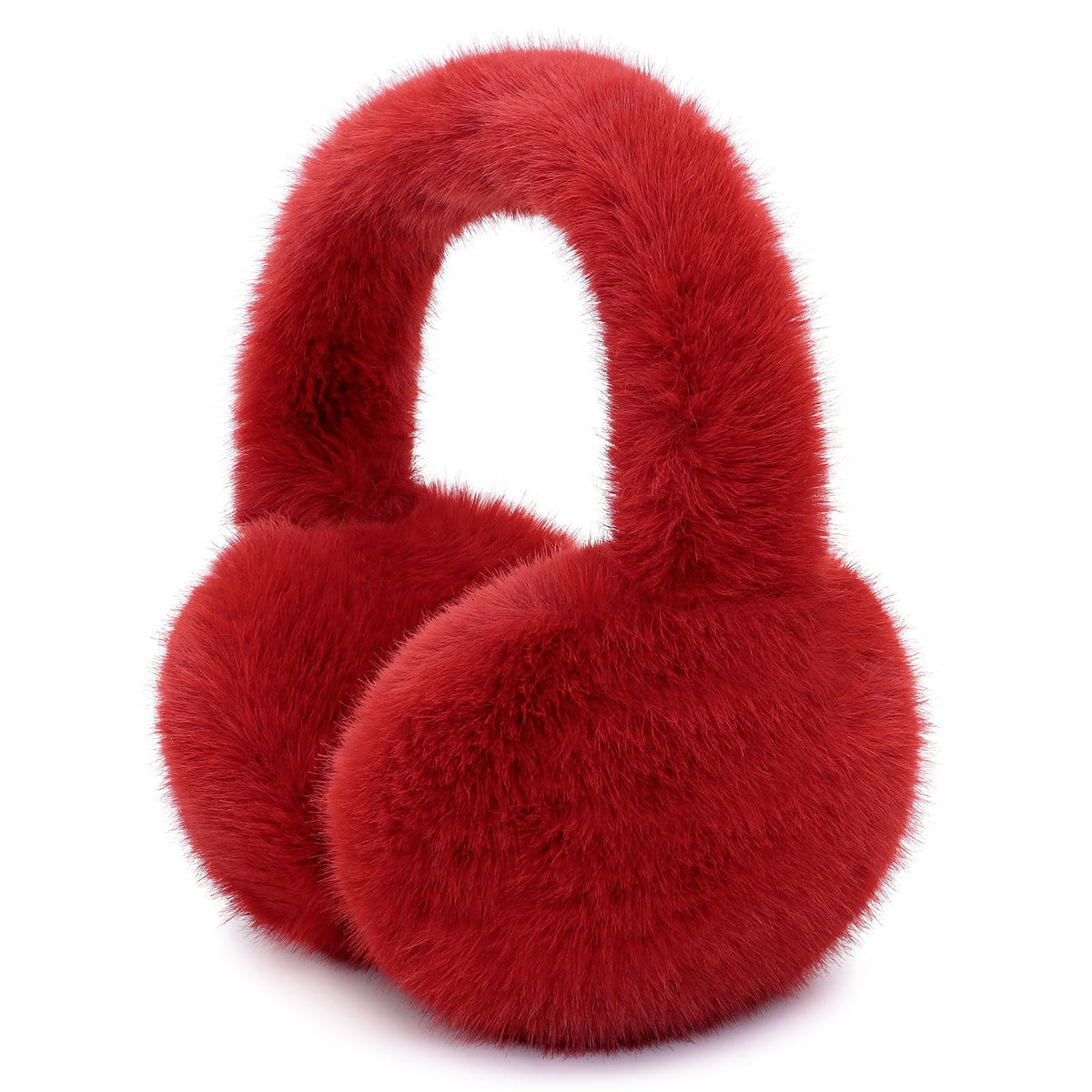 Winter Ear Muffs for Women Girls Faux Fur Cute White Earmuffs Fluffy Ear Warmers Foldable Ear Covers Outdoor
