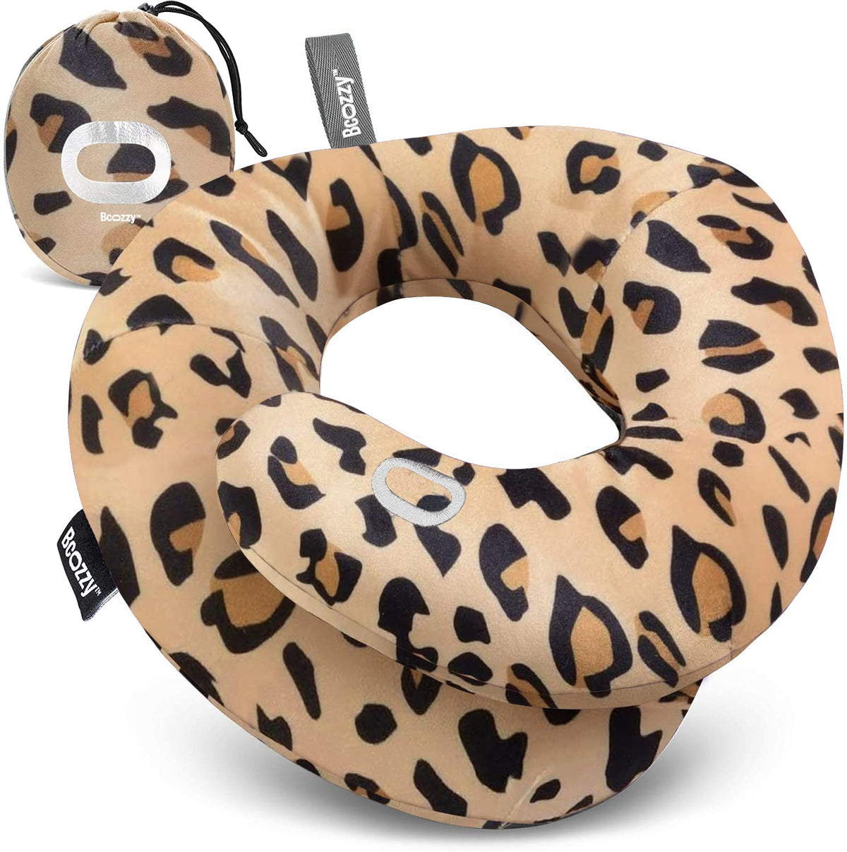BCOZZY Travel Neck Pillow for Airplane - Patented Head, Neck & Chin Support. Soft, Adjustable Pillow for Comfortable Resting on Long Flights, Car Rides & Recliners. Washable, Carry Bag, Large, Navy