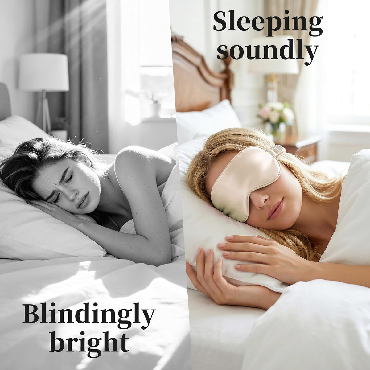 ZLYC 100% Mulberry Silk Sleep Mask Light Blocking Blindfold, Solid Beige