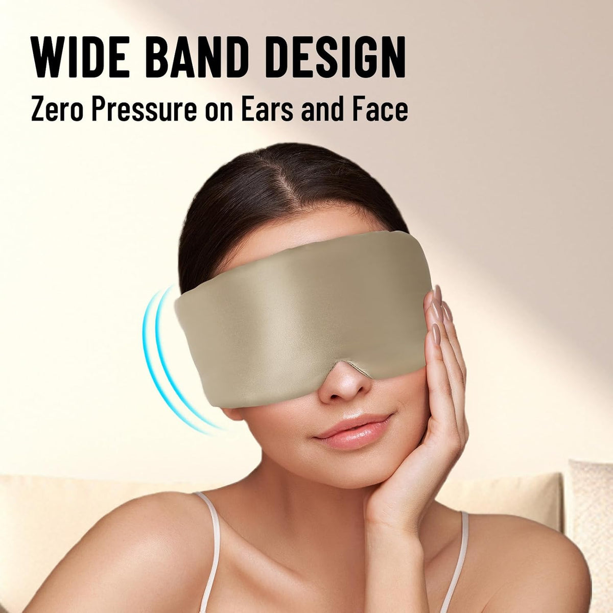 100% Mulberry Silk Sleep Mask, Large Eye Cover for Sleeping, Comfortable and Pressure-Free Sleeping Masks for Women Men, Completely Blackout (Taupe)
