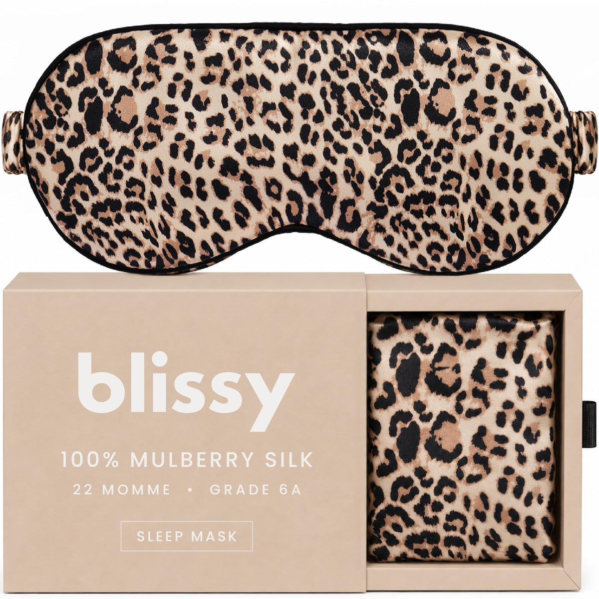 Blissy Silk Sleep Mask - Eye Sleeping Mask for Women & Men for Total Blackout - 100% Pure Mulberry Silk, 22 Momme 6a Fibers - Blindfold Sleep Mask Side Sleeper Eye Cover (Non Adjustable)