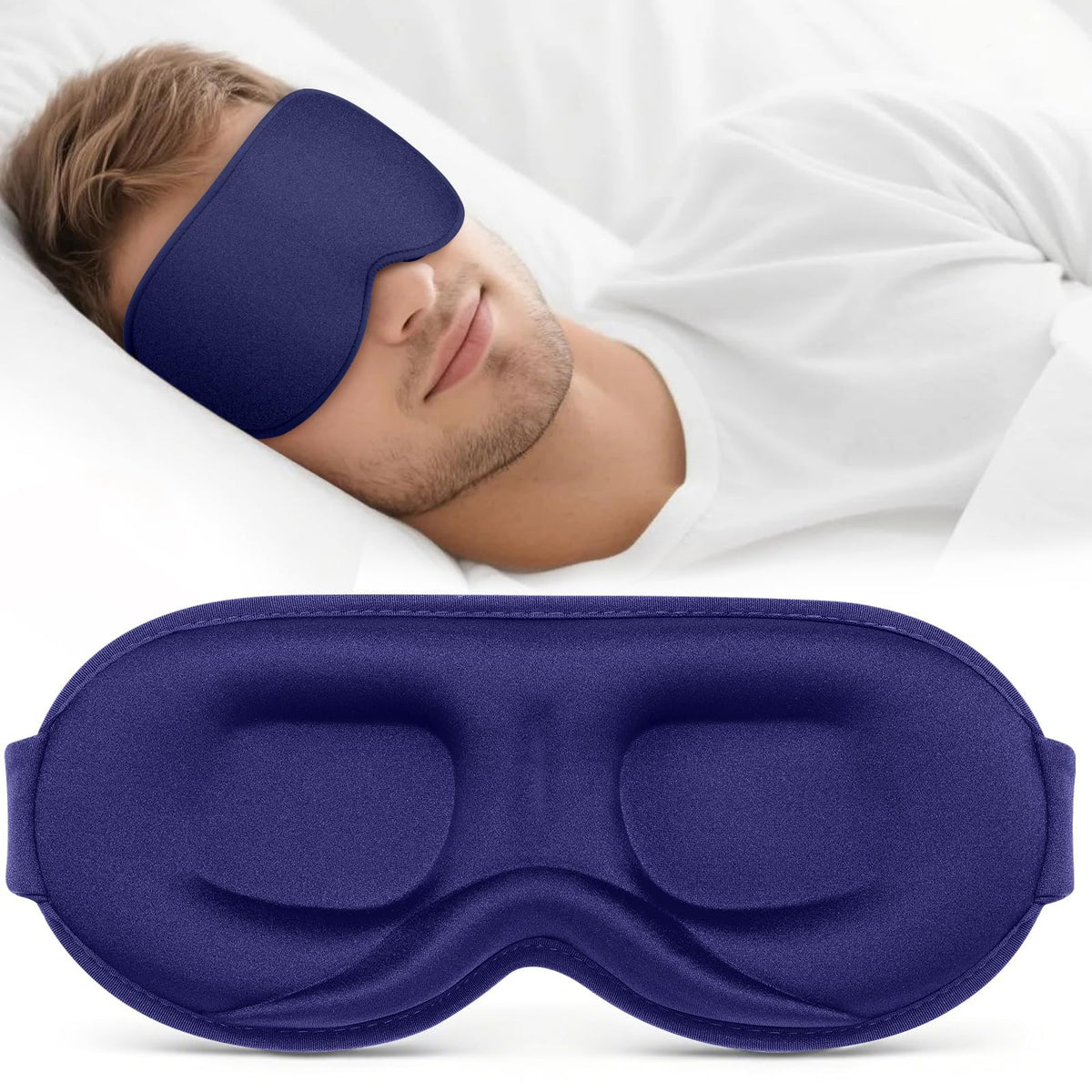 Vynix® Sleep Mask for Men Women - 100% Blackout Eye Masks for Sleep - 3D Soft Sleeping Mask for Side Sleepers - Zero Pressure Lash Extensions Eye Cover Shade for Airplane Travel Essentials, Black