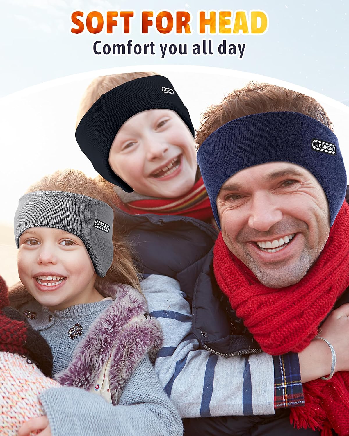 JenPen 3 Pcs Double-layer Ear Warmer Headbands for Kids