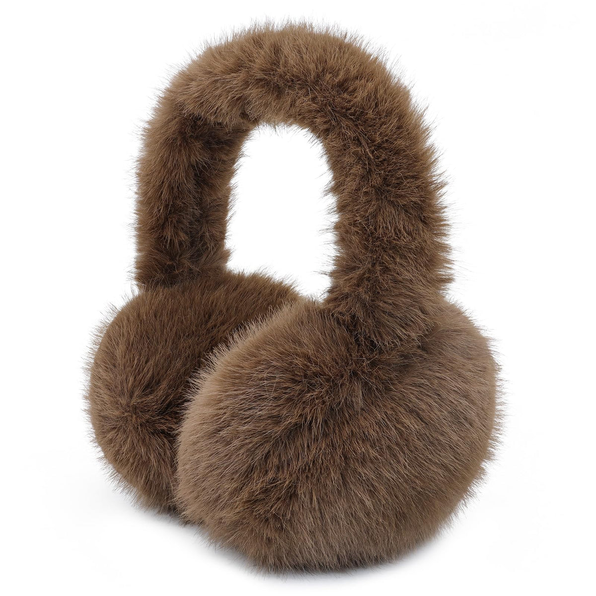 Winter Ear Muffs for Women Girls Faux Fur Cute White Earmuffs Fluffy Ear Warmers Foldable Ear Covers Outdoor