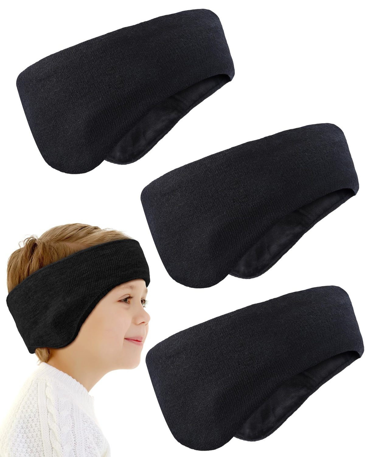 JenPen 3 Pcs Double-layer Ear Warmer Headbands for Kids