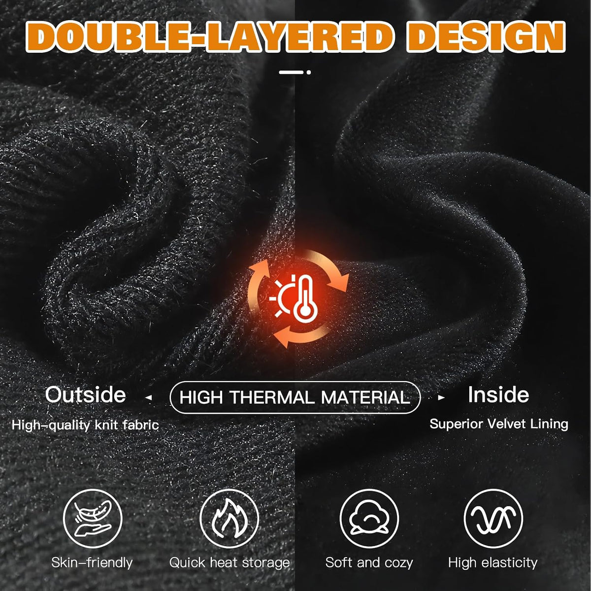 2 Pack Winter Double-Layer Ear Warmer Headband Knit Fuzzy Lined Ear Muffs for Men Women Ski Running Hiking Ear Covers